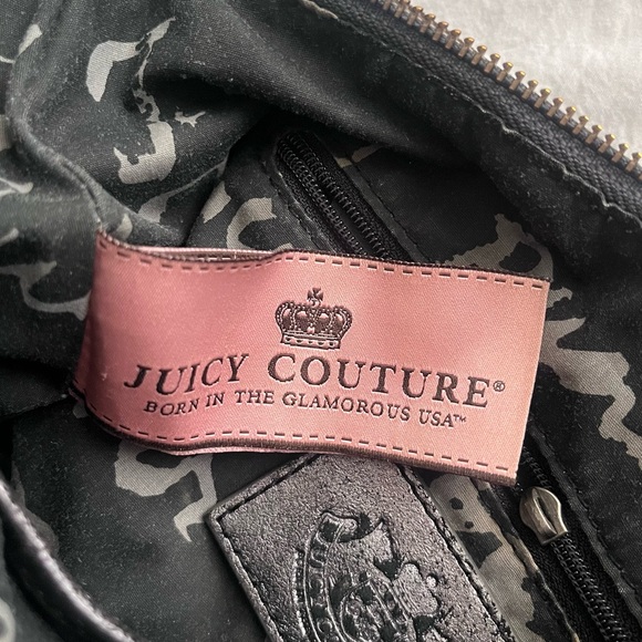 Juicy Couture Vintage McBling Black Purse Hobo Bag Handbag Velour Y2K - Picture 8 of 10